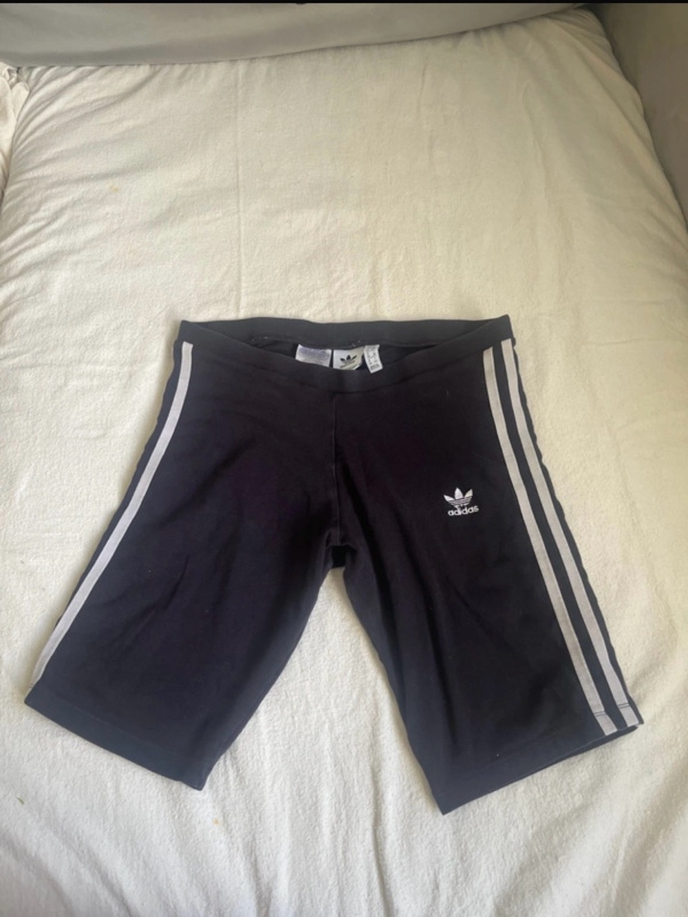 adidas Black Women's Bike Shorts with White 3-Stripes